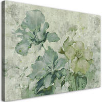 WANDBILD grüne blumen aquarell - Grün, Textil (60/40cm) - Feeby