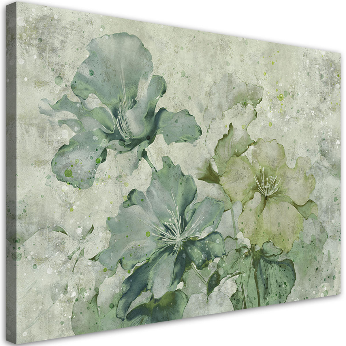 WANDBILD grüne blumen aquarell - Grün, Textil (60/40cm) - Feeby