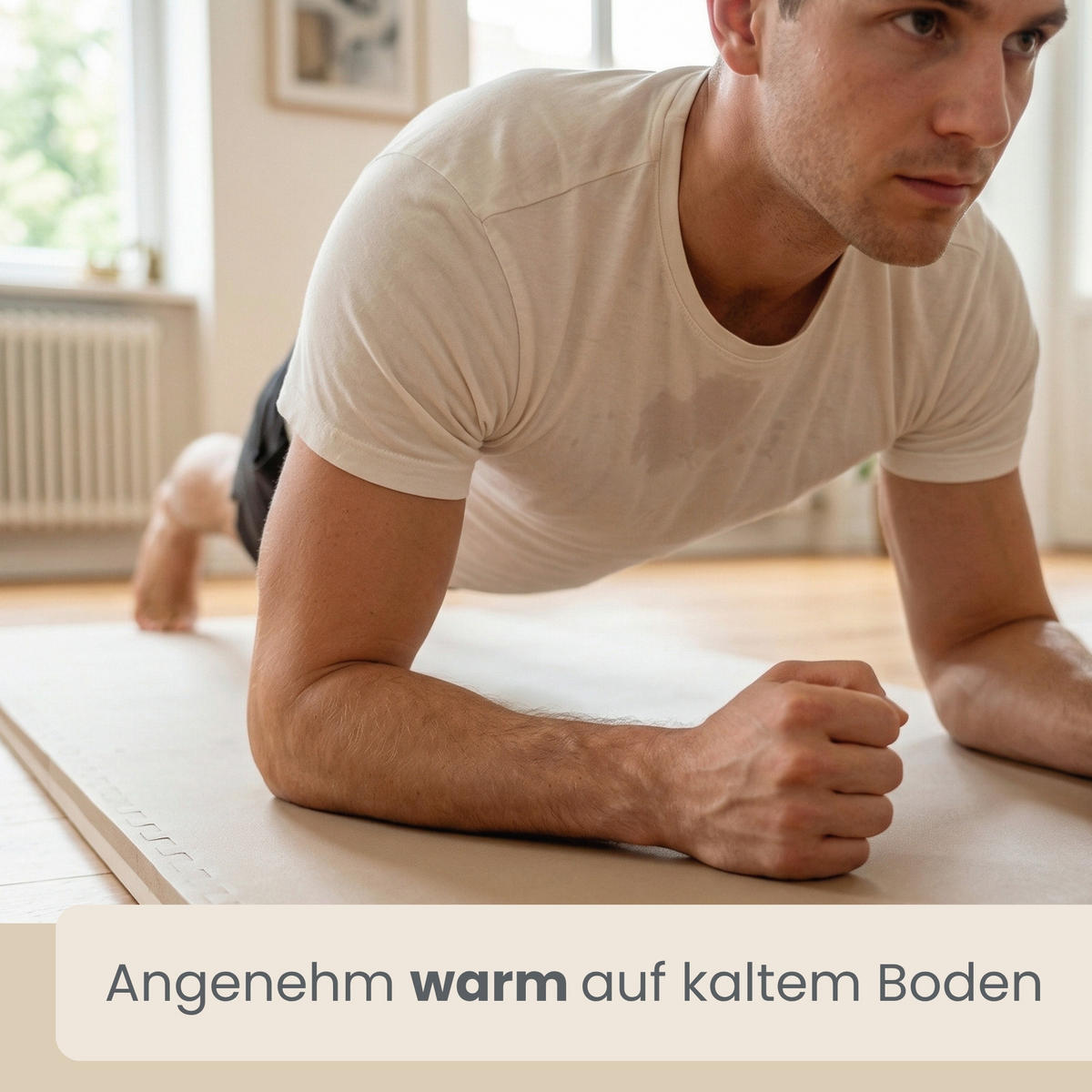 KAMPFSPORTMATTE - 4er Set - 63/63/2 cm - Beige/Braun - Beige, Kunststoff (63/63cm) - eyepower