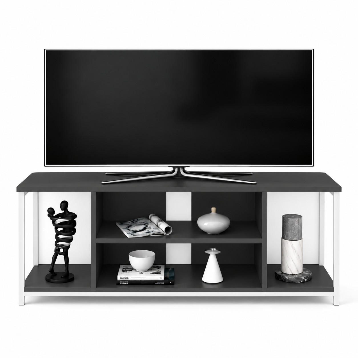 TV-ELEMENT Rinaldo Weiß-Anthrazit - Anthrazit/Weiß, Holzwerkstoff (120/51/35cm) - Decorotika