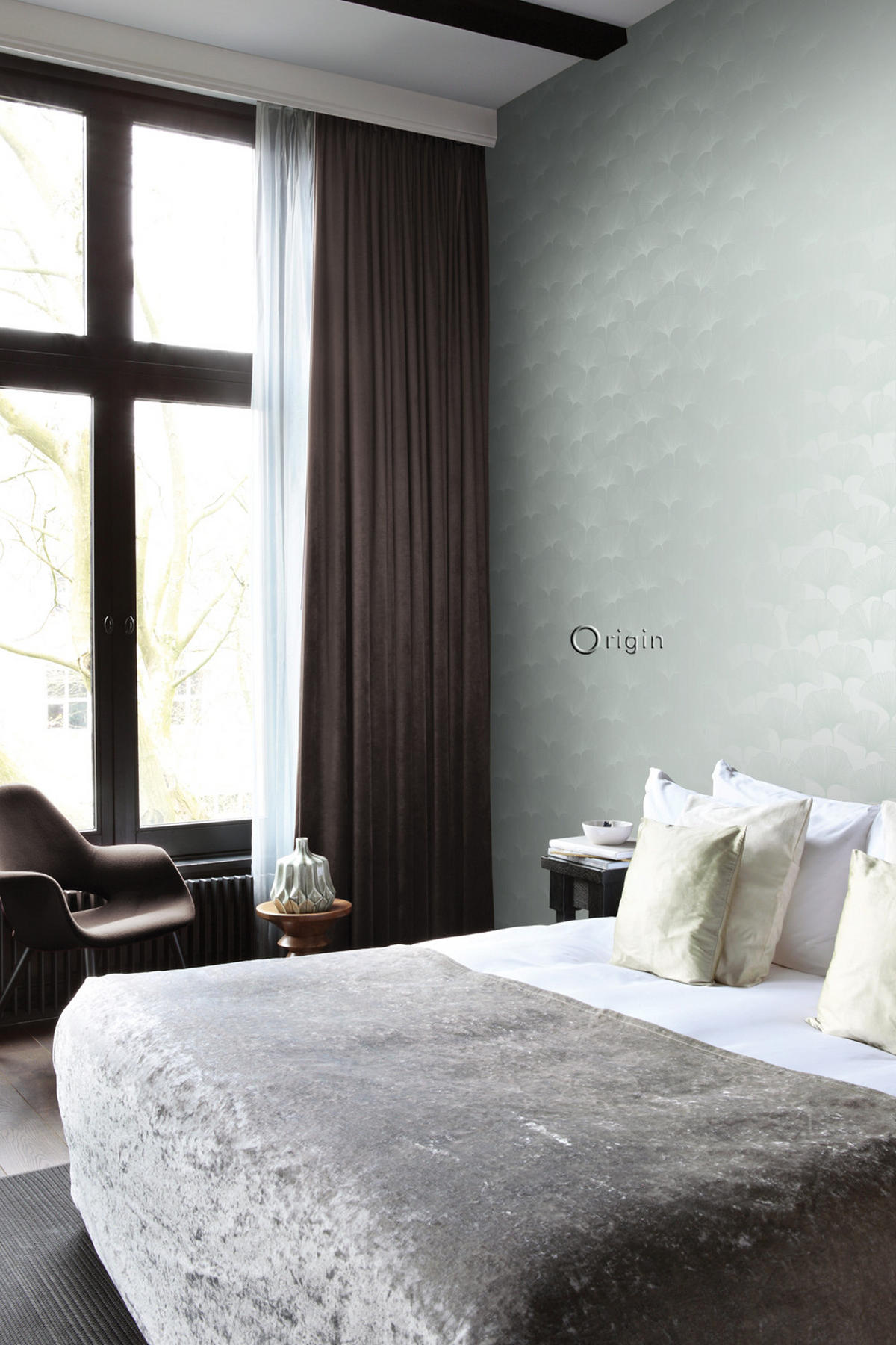 TAPETE Ginkgoblätter 53 cm x 10.05 m - Grün, Papier (53/1000cm) - Origin Wallcoverings