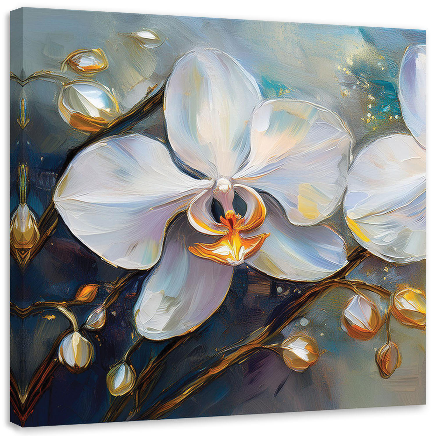 LEINWANDBILD Orchideen weiße Blumen 60x60cm - Weiß, Textil (60/60cm) - Feeby