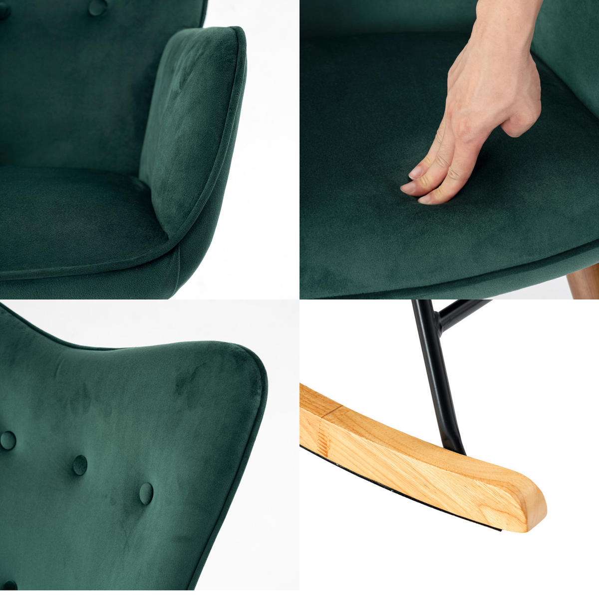 SCHAUKELSESSEL Samt Grün - Dunkelgrün/Eichefarben, Holz/Holzwerkstoff (61/85/81cm) - Urban Meuble