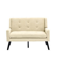 LAVICE béžová z čalounění s masivními dřevěnými nohami a prošíváním - béžová, textil (75/88/119cm) - OKWISH