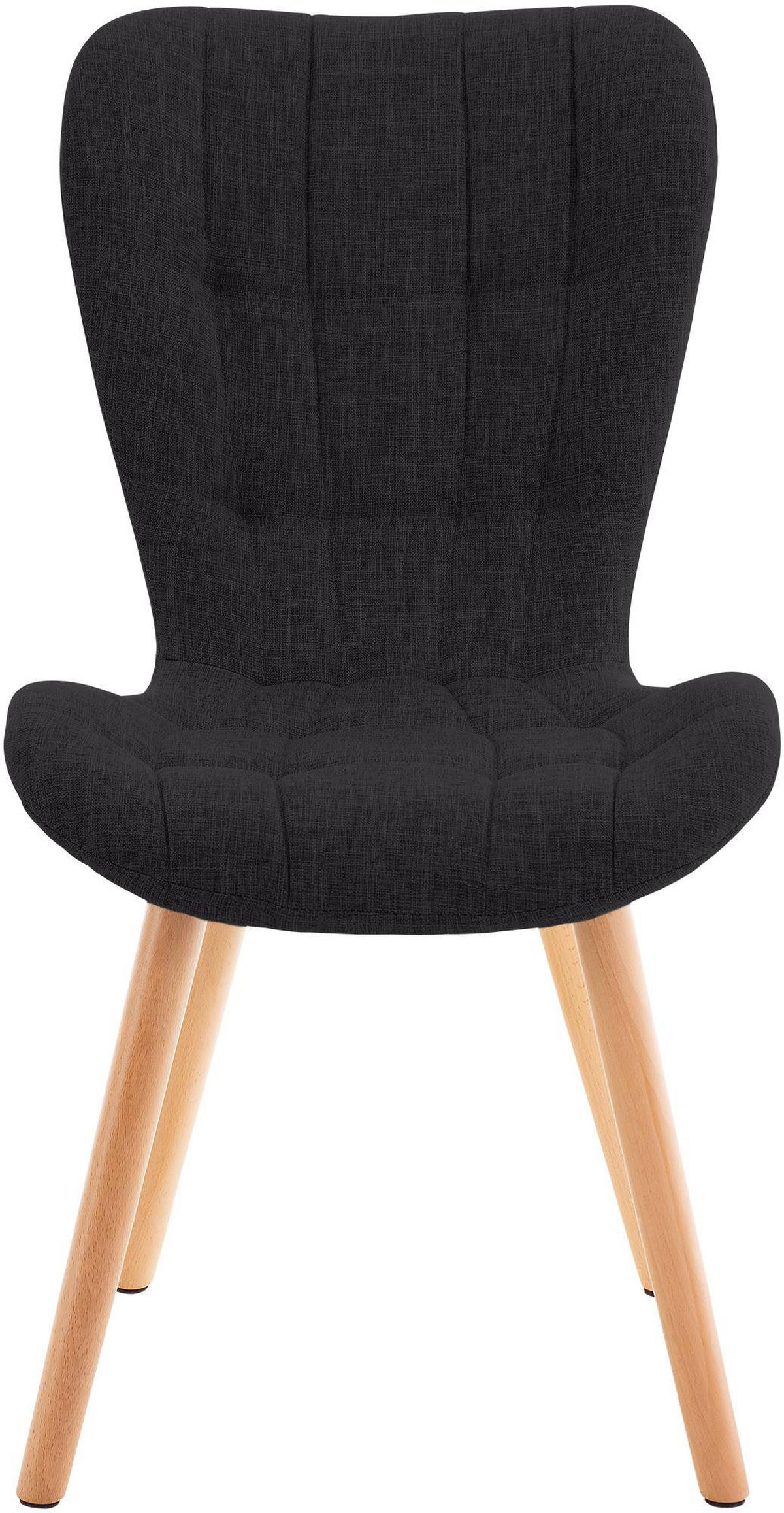 STUHL 2er Set Stoff schwarz - Eukalyptusholzfarben/Schwarz, Holz/Textil (50/88/63cm) - CLP