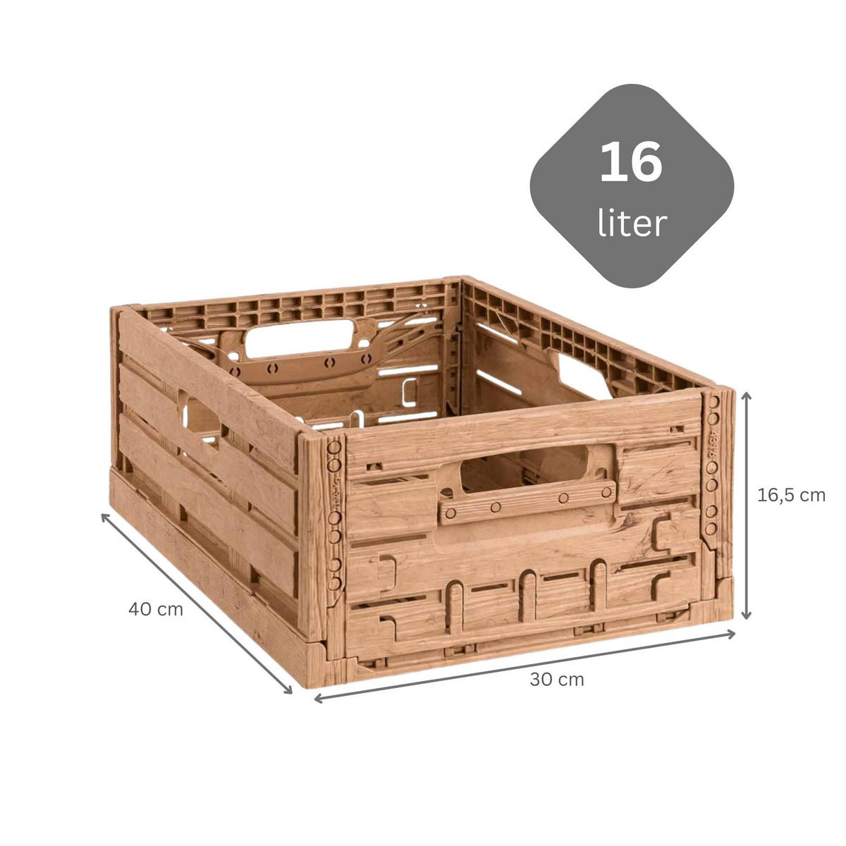 KLAPPBOX Active Lock Holzdekor, HxBxT 16,5x30x40cm,Braun, 22,6 Liter - Braun, Kunststoff (30/16.5/40cm) - PROREGAL