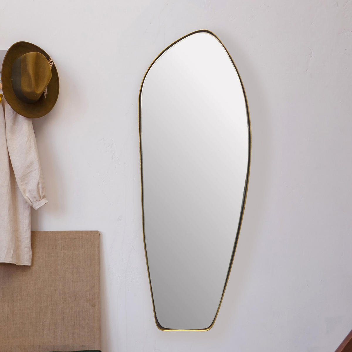 WANDSPIEGEL Asymmetrisch Metall Gold 33x90 cm Modern - Goldfarben, Glas (33/90/3cm) - KADIMA DESIGN