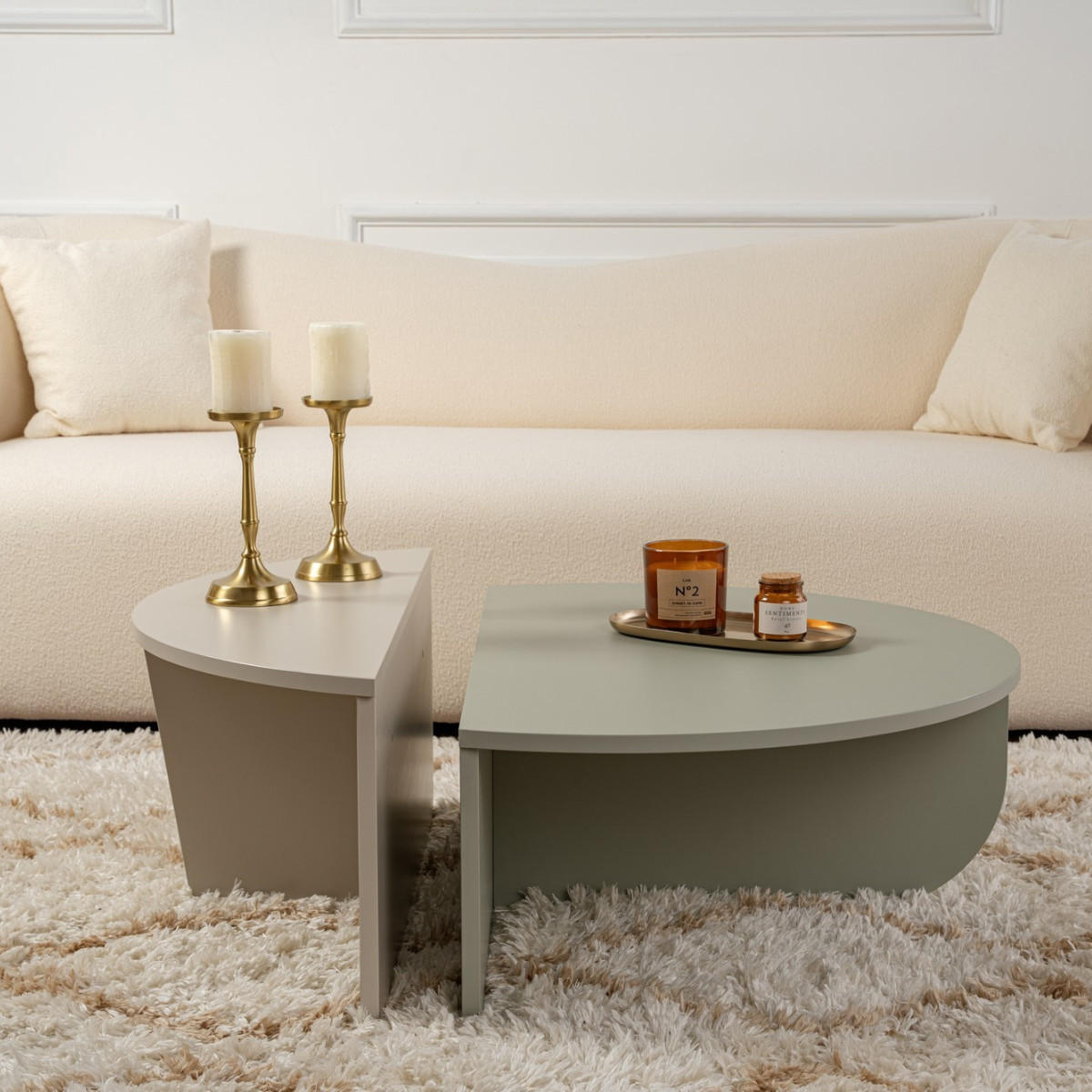 COUCHTISCH (2er-Set) orion 90/90/35 cm - Grün, Holzwerkstoff (90/90/35cm) - Calicosy