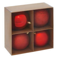 CHRISTBAUMKUGELN 10 cm 4er-Set - Rot, Kunststoff (10/10/10cm) - Atmosphera Createur d´interieur