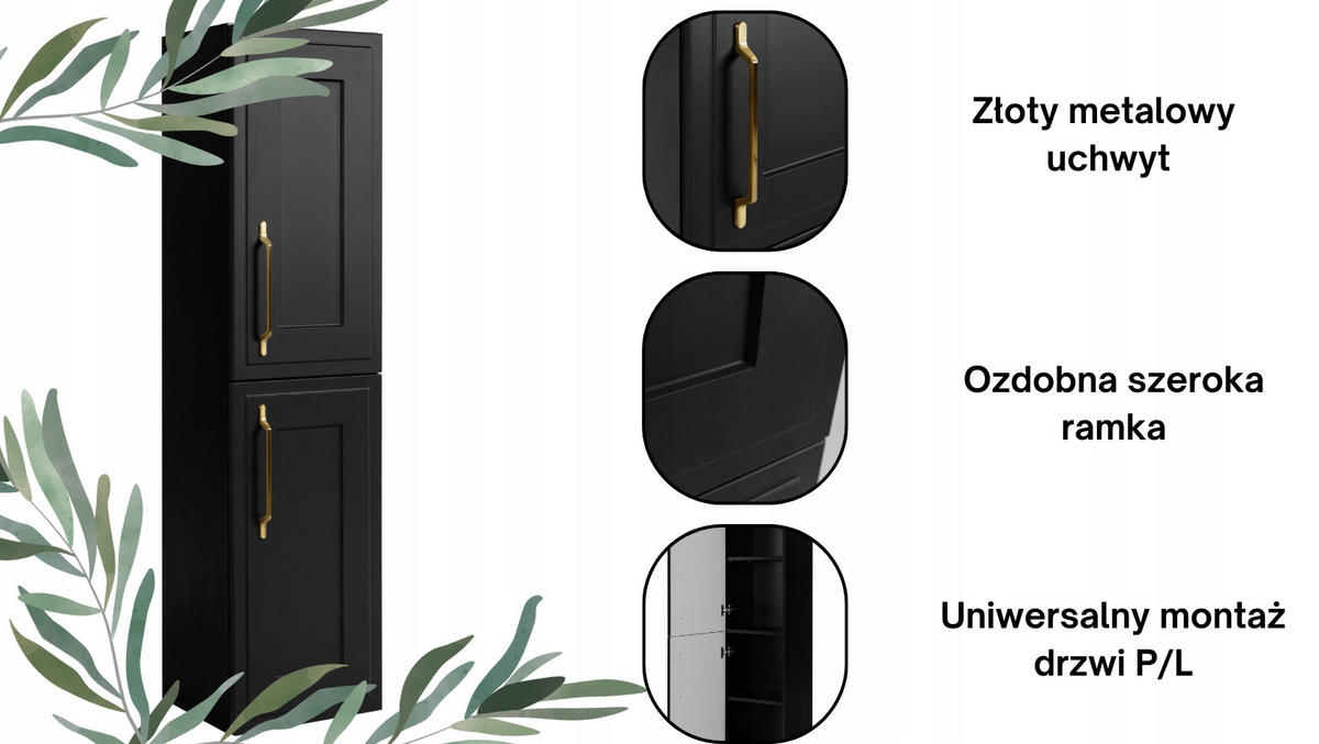 WASCHBECKUNTERSCHRANK + HÄNGESÄULE CLASSIC 80cm Mattzwarte - Schwarz, Holzwerkstoff (80/58/46cm) - Rodan