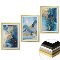 WANDBILDER 3er Set - 40x60 cm Goldrahmen - Abstrakte Muster der Blue Mountains - Goldfarben, Kunststoff (40/60cm) - ArtPrintCave