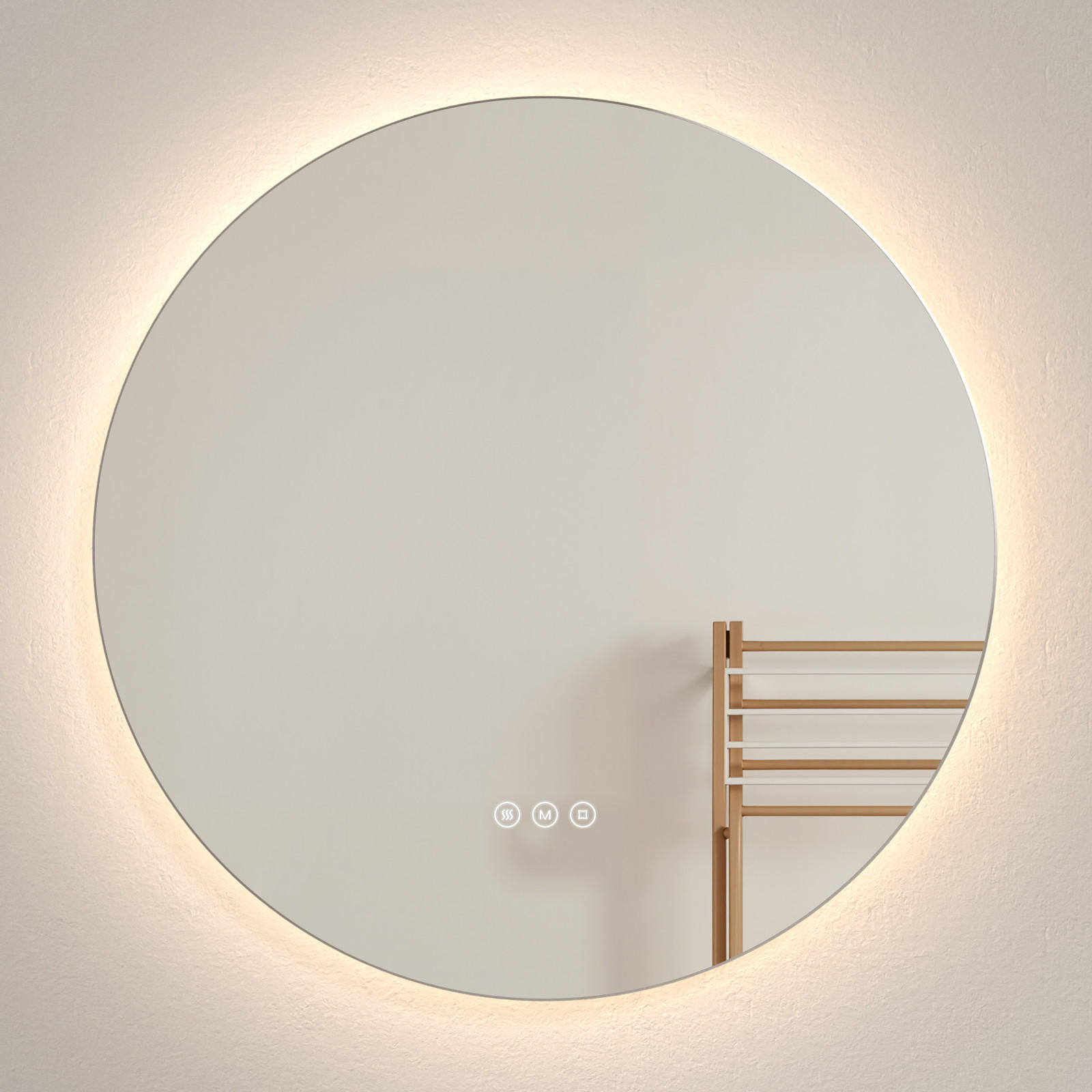 BADSPIEGEL rund mit Beleuchtung rahmenlos Ø80 cm - Weiß, Glas (80/3.5/80cm) - EMKE