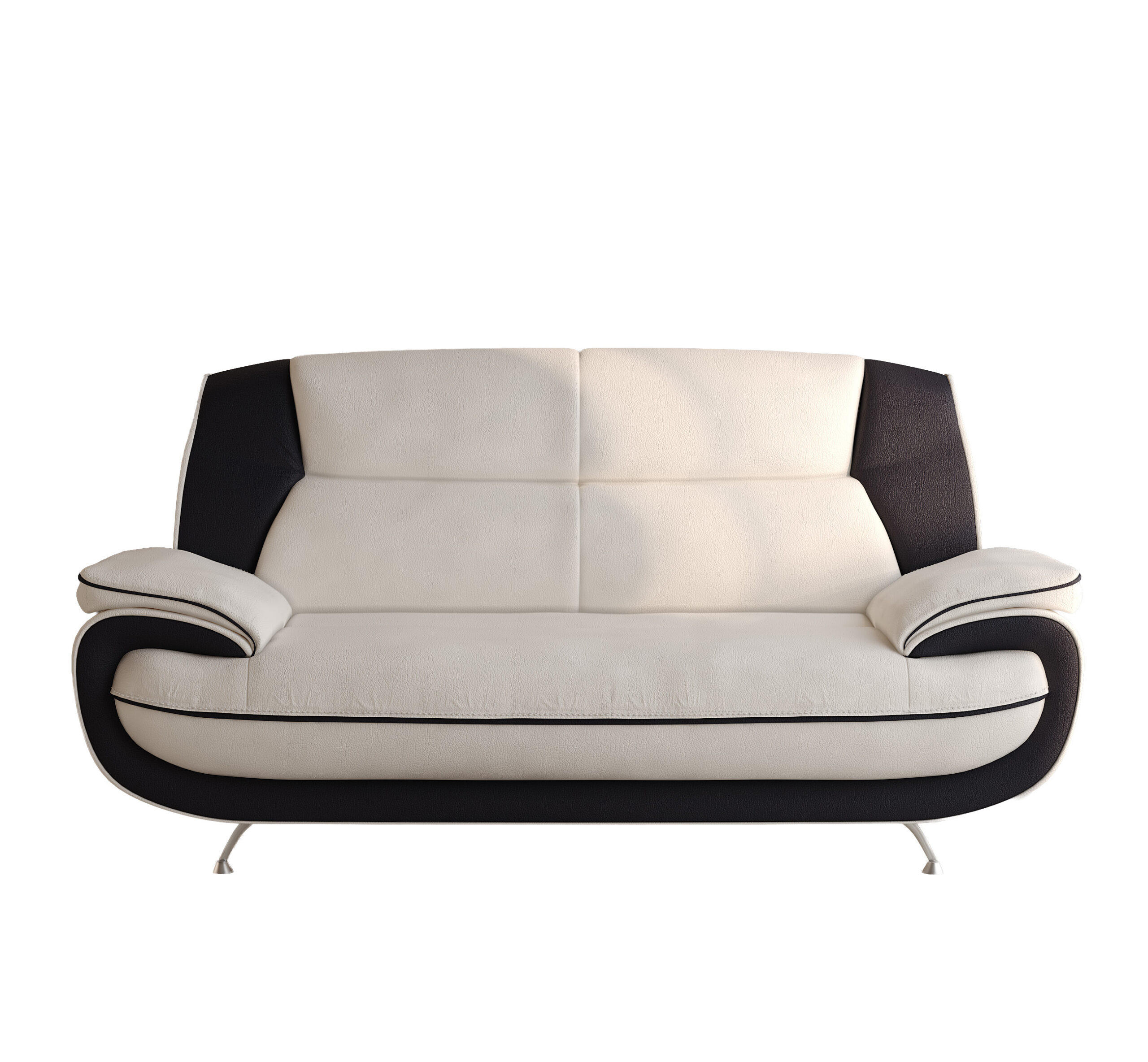 SOFA 2-Sitzer, Stoff Soft, Weiß + Schwarz, Palermo - Weiß, Holz (168/89/87cm) - Kaiser Möbel