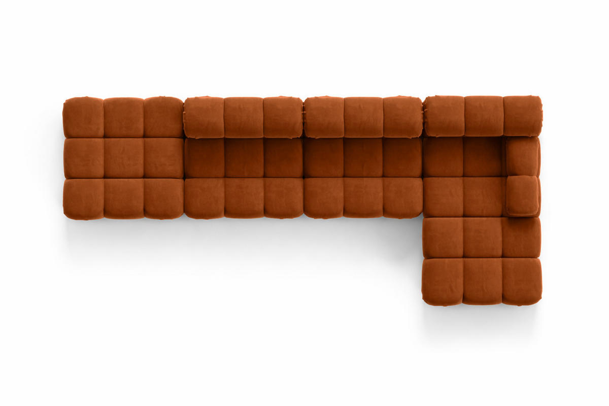 ECKSOFA L-Form XL, Stoff Velours Salvador, Braun, Rechts, Selia L XL - Braun, Holz (380/160cm) - Kaiser Möbel