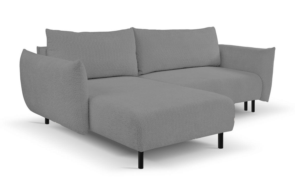 ECKSOFA ADEL mit Schlaffunktion und Bettkasten, L-förm, Metallbeine, verstellbar lose Rückenkissen, freistehend, LINKS, 171x257x90 cm, Light Grey - Hellgrau, Holz/Textil (171/257cm) - DomoHome