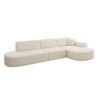 ECKSOFA Ottomane Rechts MARI-L2 - 328x171x79 cm Creme Tissu - Creme/Schwarz, Holzwerkstoff/Kunststoff (171/328cm) - ALTDECOR