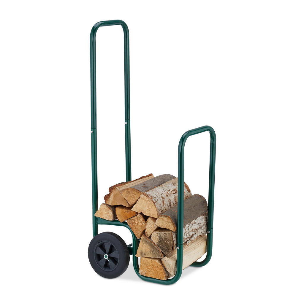 CĂRUCIOR verde închis oțel 2 roți din cauciuc 109,5x41x45 cm