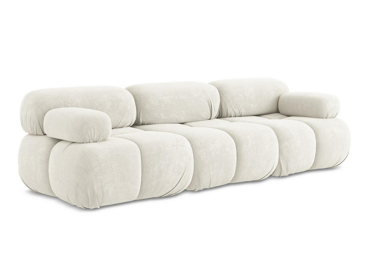 3-SITZER SOFA Chenille Stoff Weiß - Pink/Schwarz, Kunststoff/Textil (285/70/96cm) - Makamii