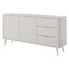 SIDEBOARD LEKNES KOM2 Reliefierte Fronten aus MDF-Platte Beige Beige - Beige, Glas/Holzwerkstoff (163/81/38cm) - Komodee