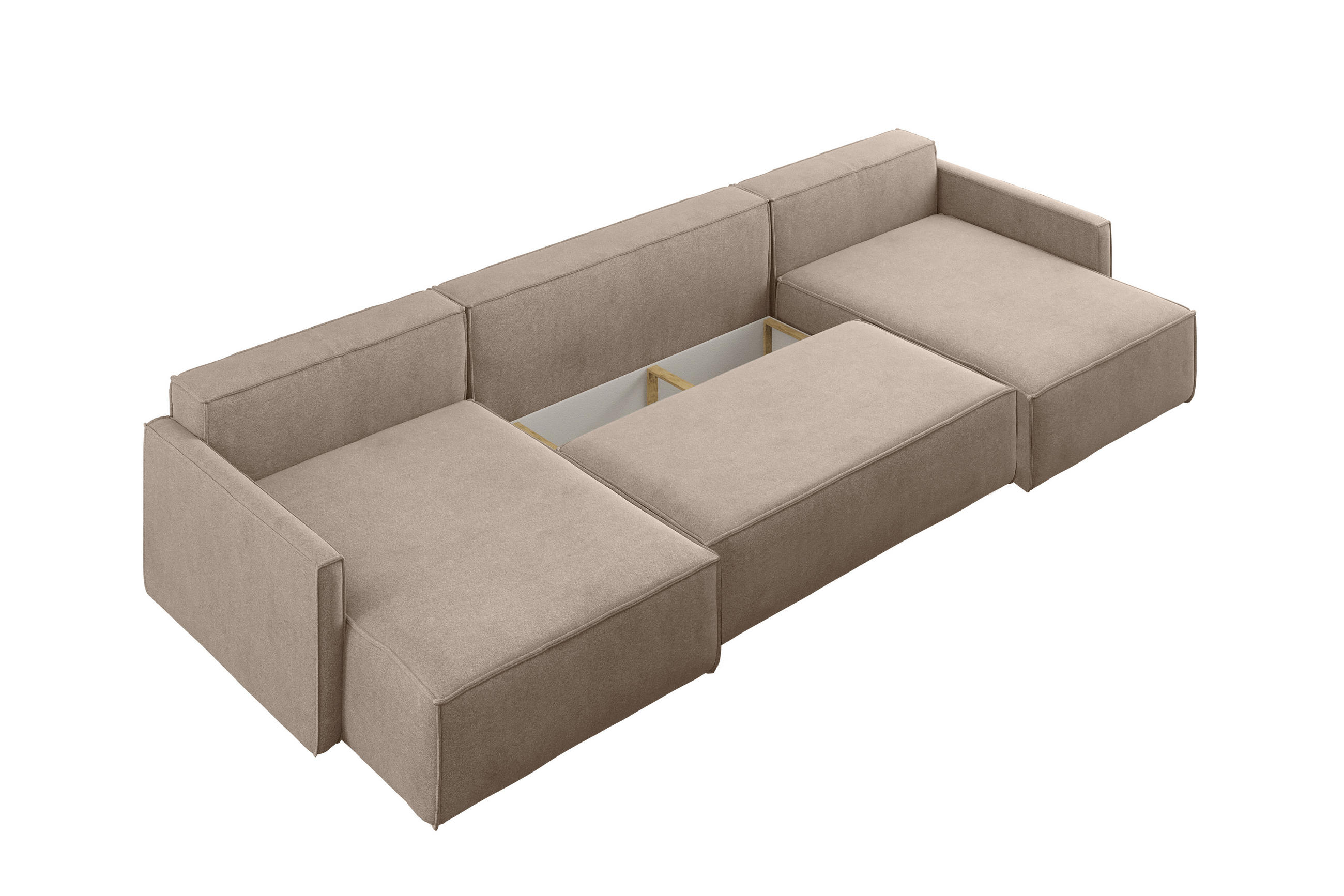Thumbnail - Kaiser Möbel Ecksofa, Cappuccino, Holz, Füllung: Silikon, U-Form,L-Form, 348x142 cm, Wohnzimmer, Sofas & Couches, Wohnla...