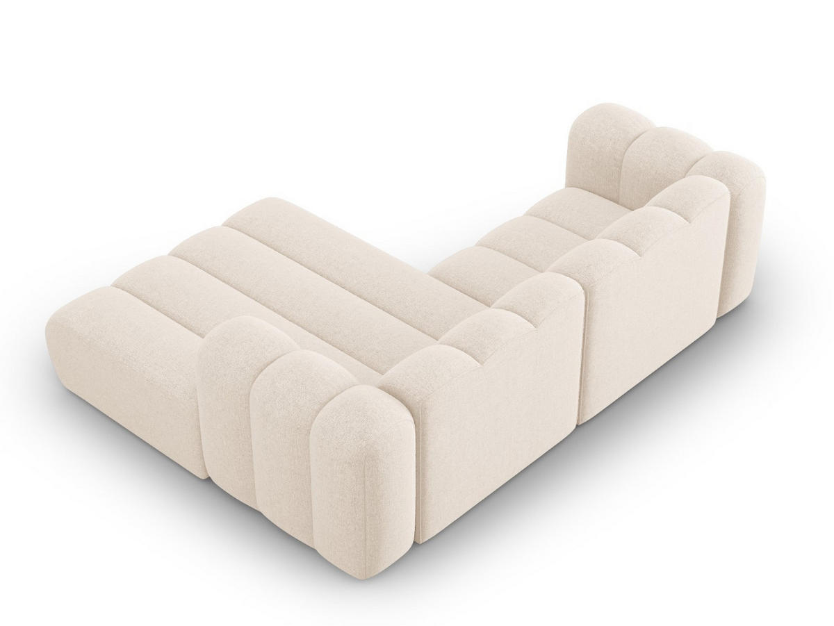 ECKSOFA modular rechts Lupine aus Chenille-Stoff leichtes beige 3 Sitzplätze - Creme, Textil (177/230cm) - Micadoni