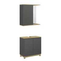 BADMÖBEL-SET Livia Anthrazit/Eiche 2 Teile - Eichefarben/Anthrazit, Holzwerkstoff (60/60/30cm) - Vicco