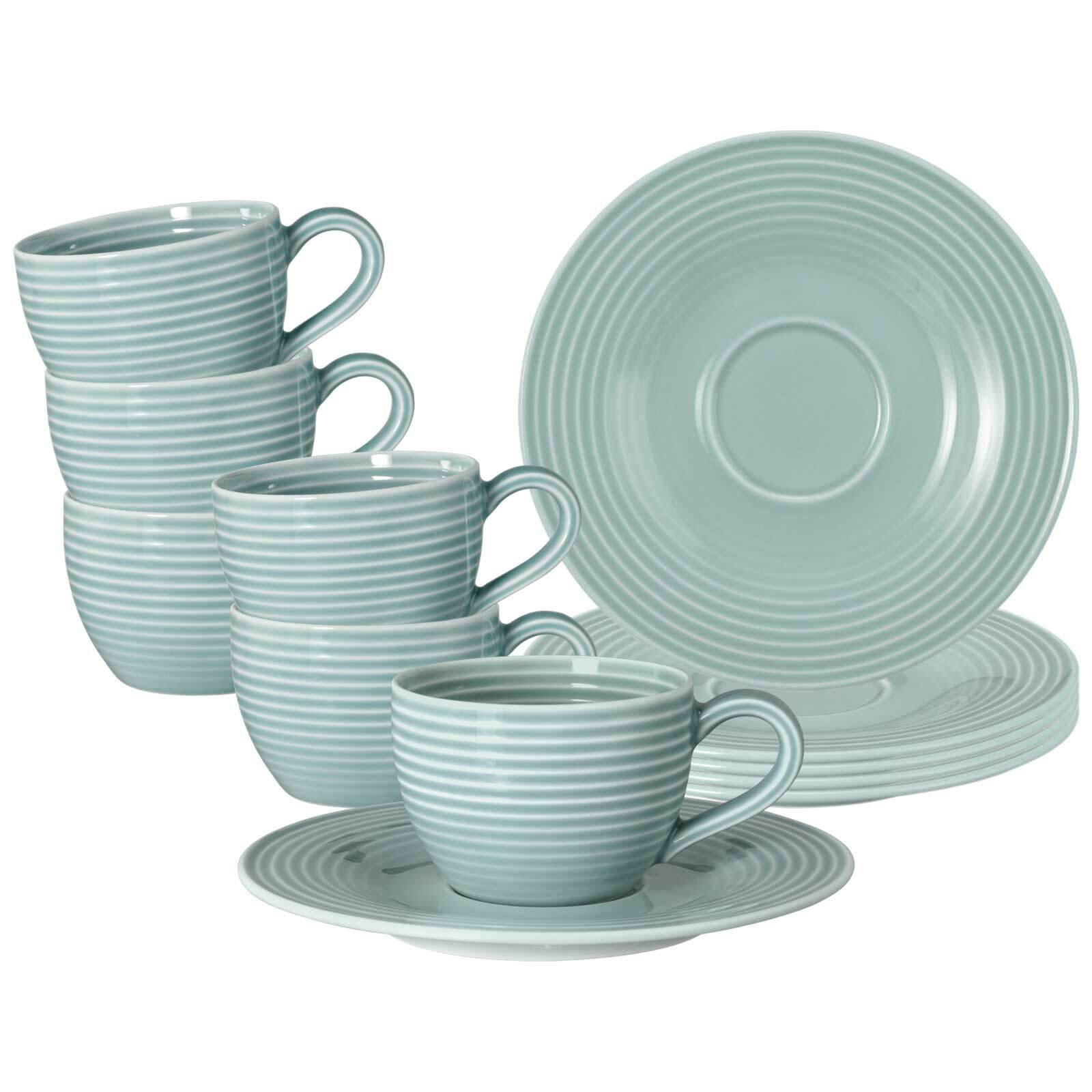 ESPRESSOTASSEN MIT UNTERTASSEN Beat Color Glaze Arktisblau 100 ml 6er Set - Blau, Keramik (13.7/6.3/13.7cm) - Seltmann Weiden