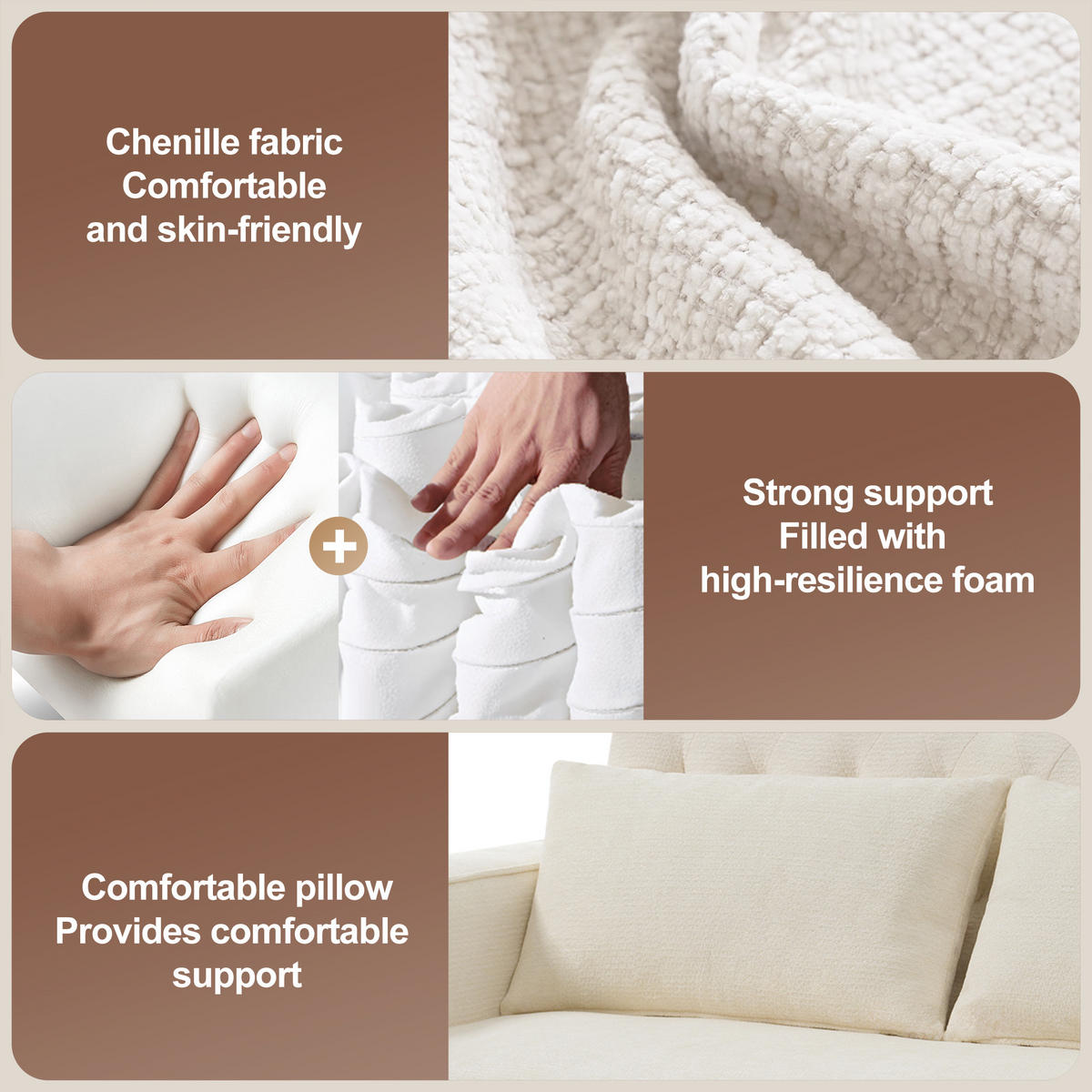 SCHLAFSOFA 140x137x84 cm aus Chenille 2-Sitzer, beige - Beige, Textil (137/84/140cm) - Luhomfu