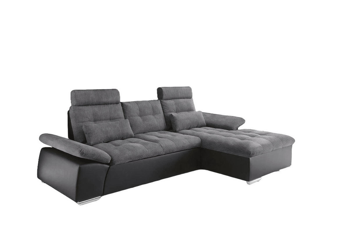 ECKSOFA mit Schlaffunktion und verstellbaren Armlehnen - Chromfarben/Anthrazit, Kunststoff/Textil (170/268cm) - ed exciting design