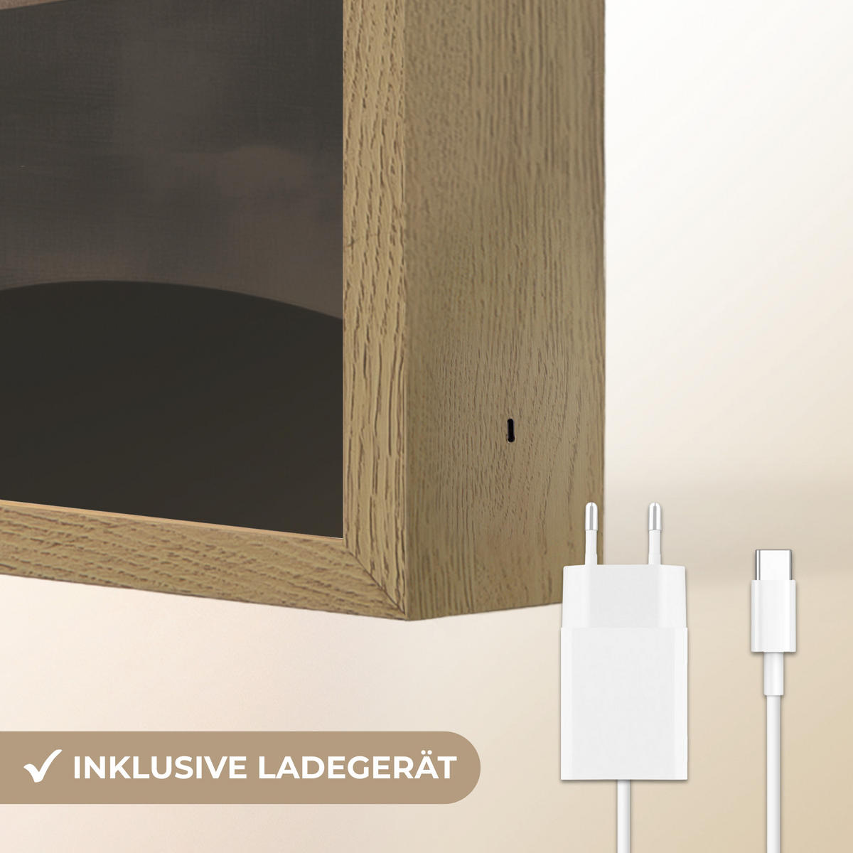 NÁSTĚNNÁ LAMPA S AKUMULÁTOREM Abstraktní - Krajina - Vlny - Krémová barva 60x90 cm - šedohnědá, kompozitní dřevo (60/90/8cm) - OnlyWow