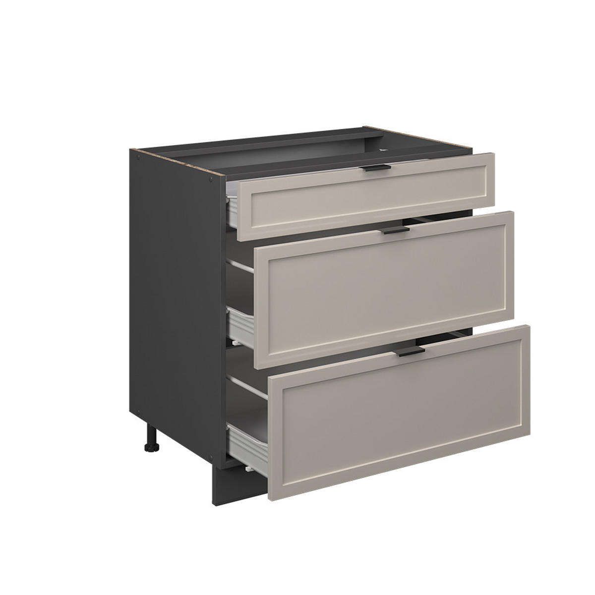 KÜCHENUNTERSCHRANK Fame-Line GrauBeige 80 cm mit 3 Schubladen AP Marmor - Anthrazit/Grau, Holzwerkstoff (80/82/60cm) - Vicco