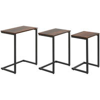 SATZTISCHE 45/30/60 cm im 3er-Set, verschachtelbar mit Holzplatte und Stahlgestell, Braun - Braun, Holzwerkstoff (30/45/60cm) - Redom