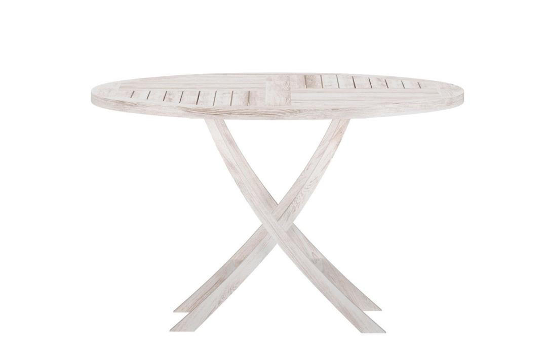 GARTENTISCH, Kenya, Whitewash, Teak., 120 x 120 x 75 cm - Weiß, Holz (120/120/75cm) - ebuy24