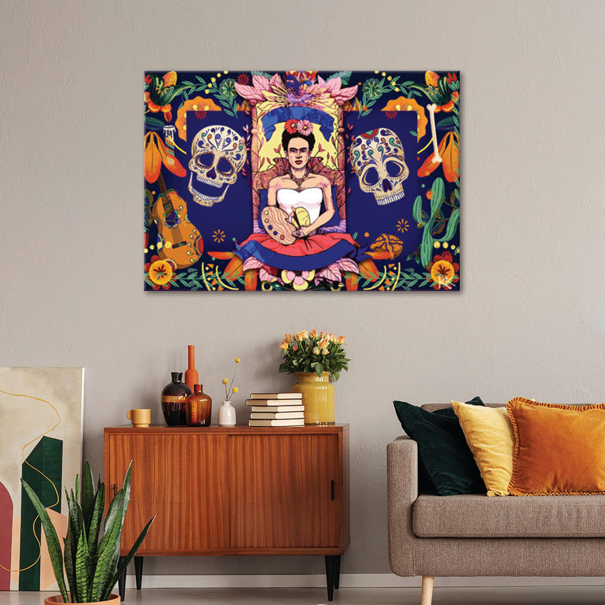 WANDBILD frida kahlo los muertos - Multicolor, Textil (60/40cm) - Feeby