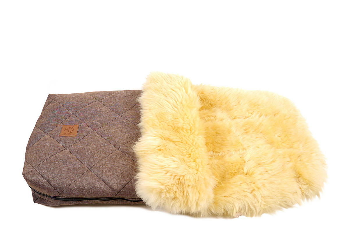 LAMMFELL-FUSSSACK Nelly, medizin, brown melange - Braun, Fell (46/8/88cm) - Kaiserbaby