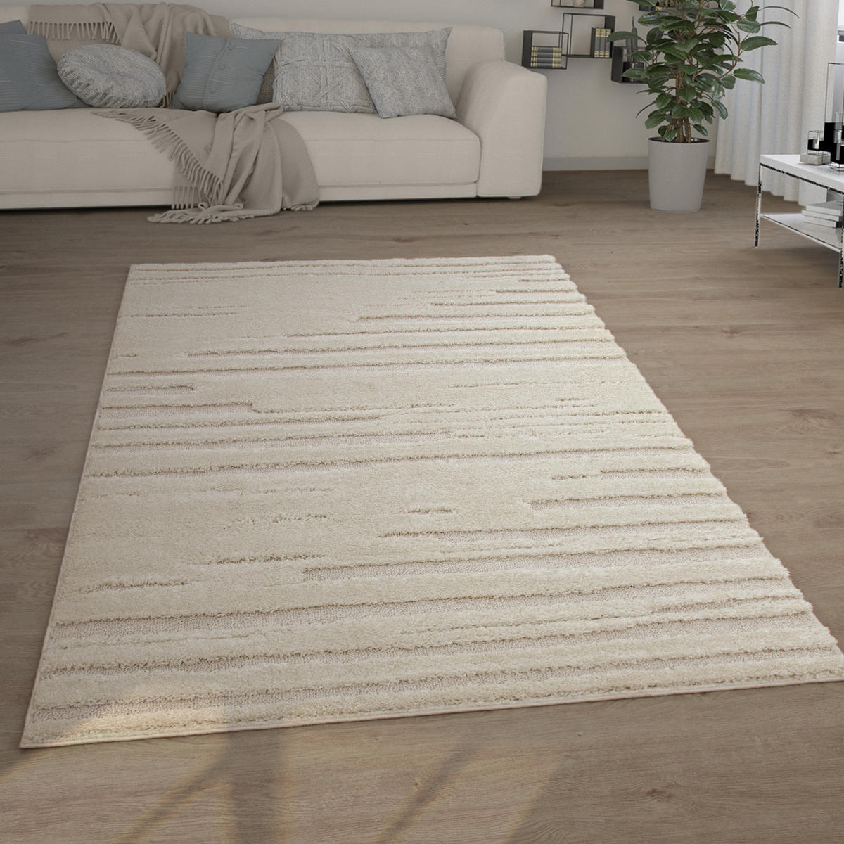 HOCHFLORTEPPICH 120/160 cm Genua 742 - Creme, Textil (120/160cm) - Paco Home