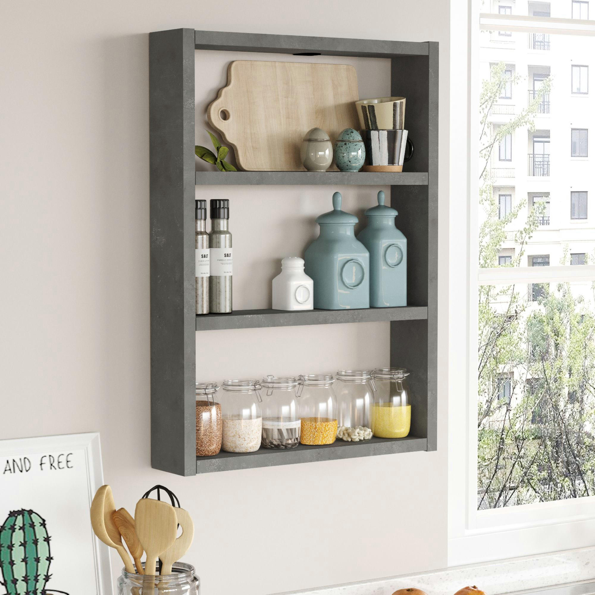 KÜCHENREGAL Lappajärvi - Grau, Holzwerkstoff (43/60/9cm) - [en.casa]