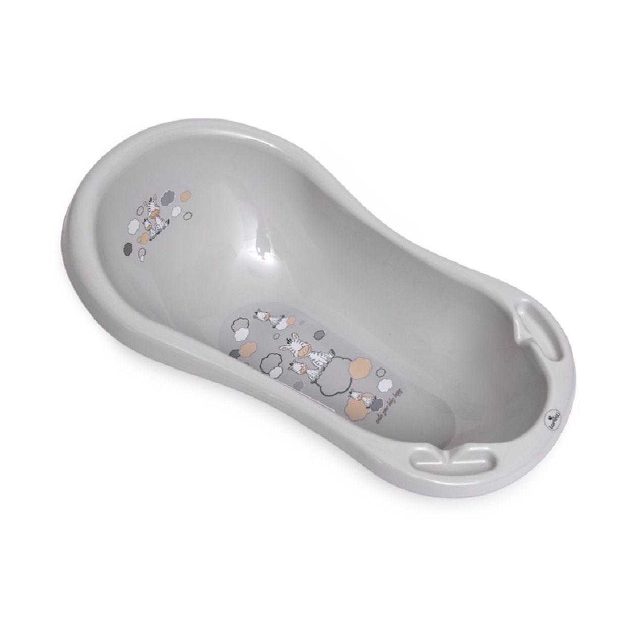 BABYBADEWANNE 84 cm lang, Ablagefächer grau ergonomische Form, ab Geburt - Grau, Kunststoff (48/83.5cm) - Lorelli