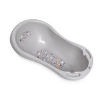 BABYBADEWANNE 84 cm lang, Ablagefächer grau ergonomische Form, ab Geburt - Grau, Kunststoff (48/83.5cm) - Lorelli