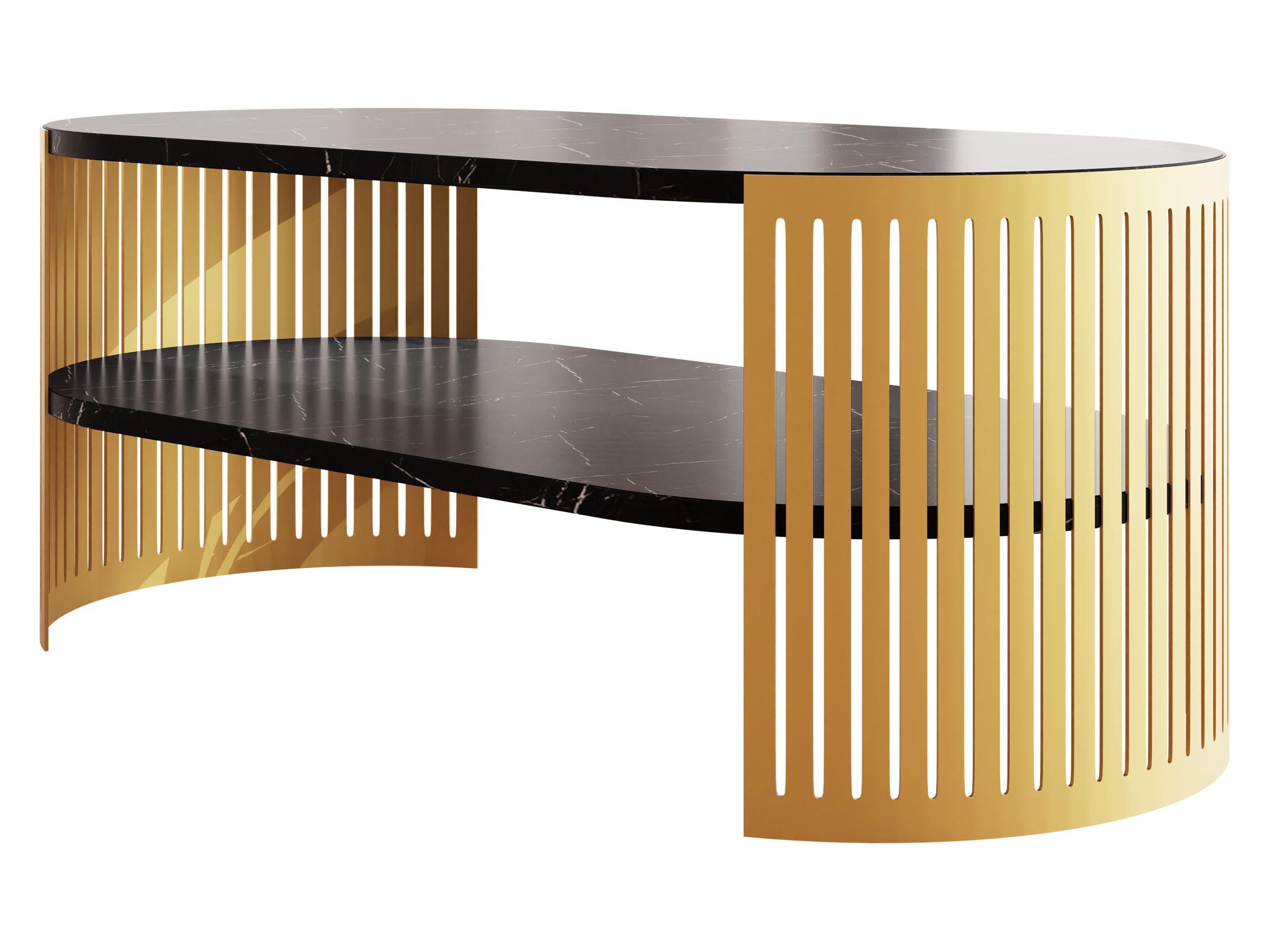 COUCHSITCH Fikoli Oval Gold I - Goldfarben/Schwarz, Holzwerkstoff/Metall (100/50/40cm) - MIRJAN24