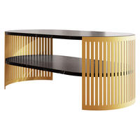 COUCHSITCH Fikoli Oval Gold I - Goldfarben/Schwarz, Holzwerkstoff/Metall (100/50/40cm) - MIRJAN24