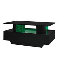 COUCHTISCH DE-019 LumaLED Schwarz - Schwarz, Holzwerkstoff (55/90/41cm) - ComfortXL