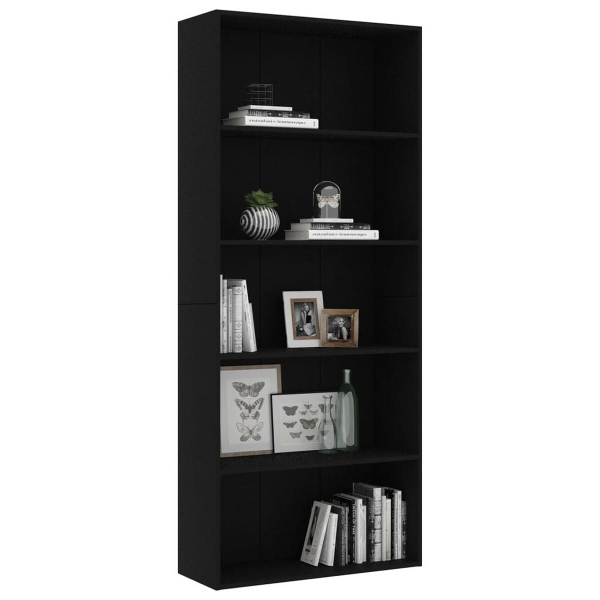 BÜCHERREGAL mit 5 Ebenen, 80/30/189 cm, aus Holzwerkstoff, Schwarz - Schwarz, Holz (80/189/30cm) - vidaXL
