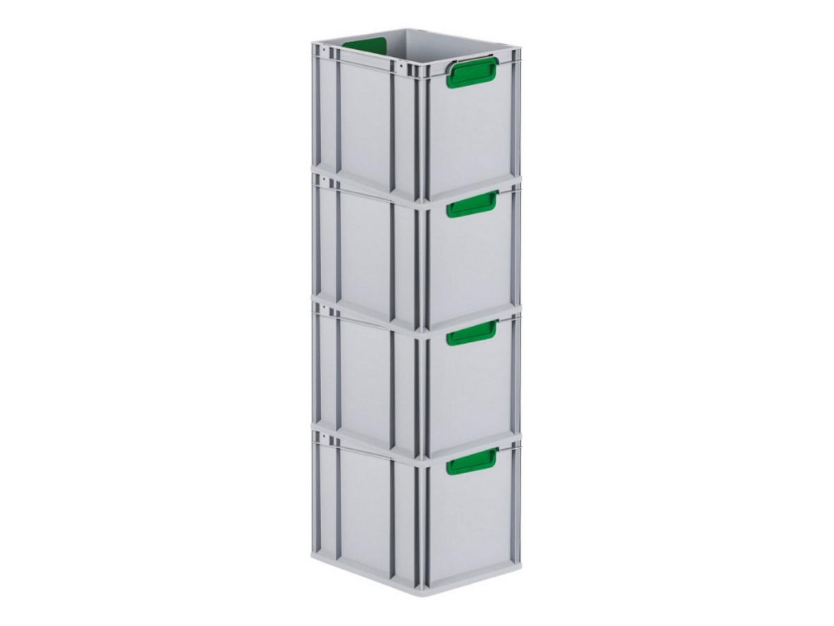 EUROBOX 4x Nextgen Color 32x30x40cm 30 Liter Griffe Grün Geschlossen - Grün, Kunststoff (30/32/40cm) - PROREGAL