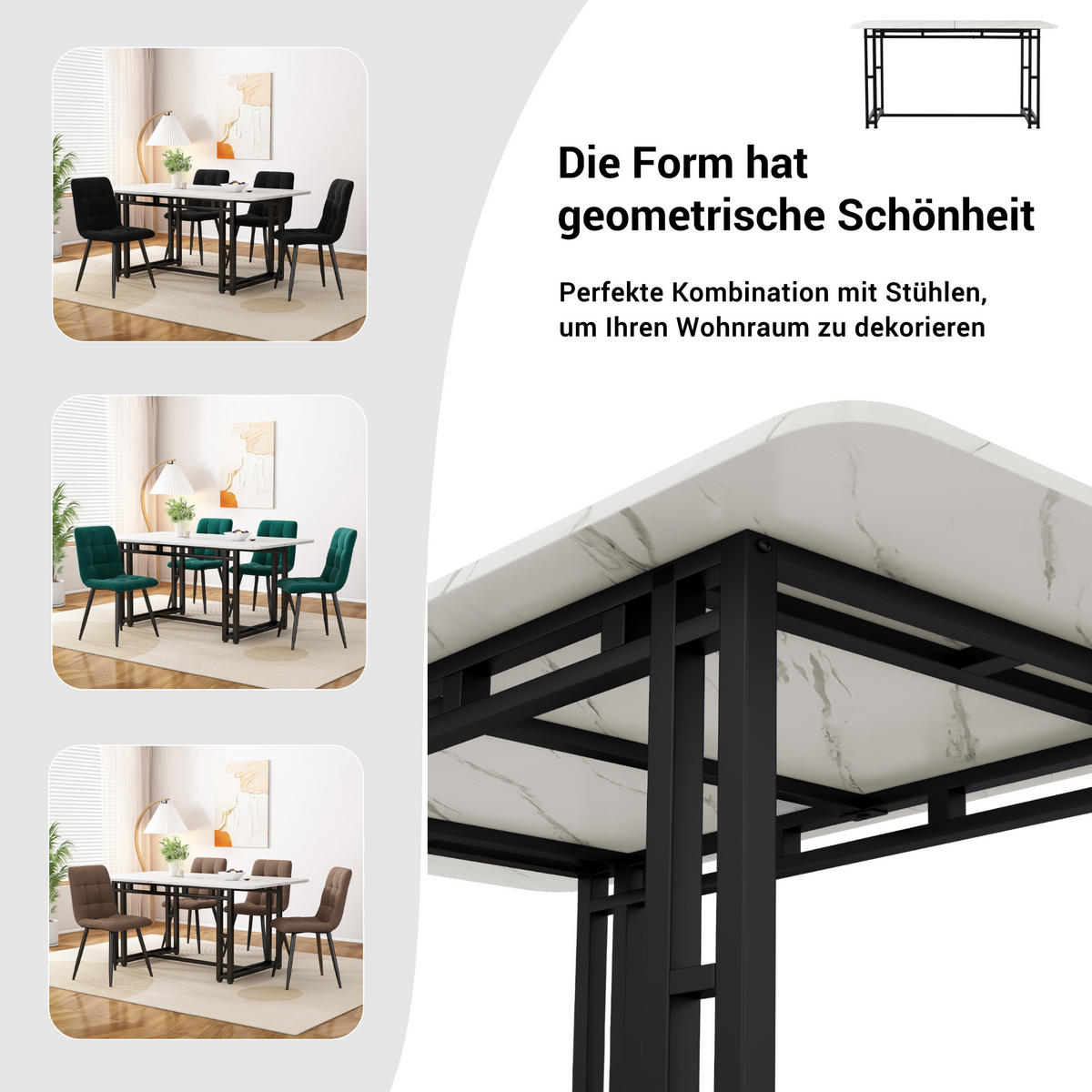 ESSTISCH Schwarz 120/70/74 cm - Schwarz, Holzwerkstoff/Metall (120/70/74cm) - Urban Meuble