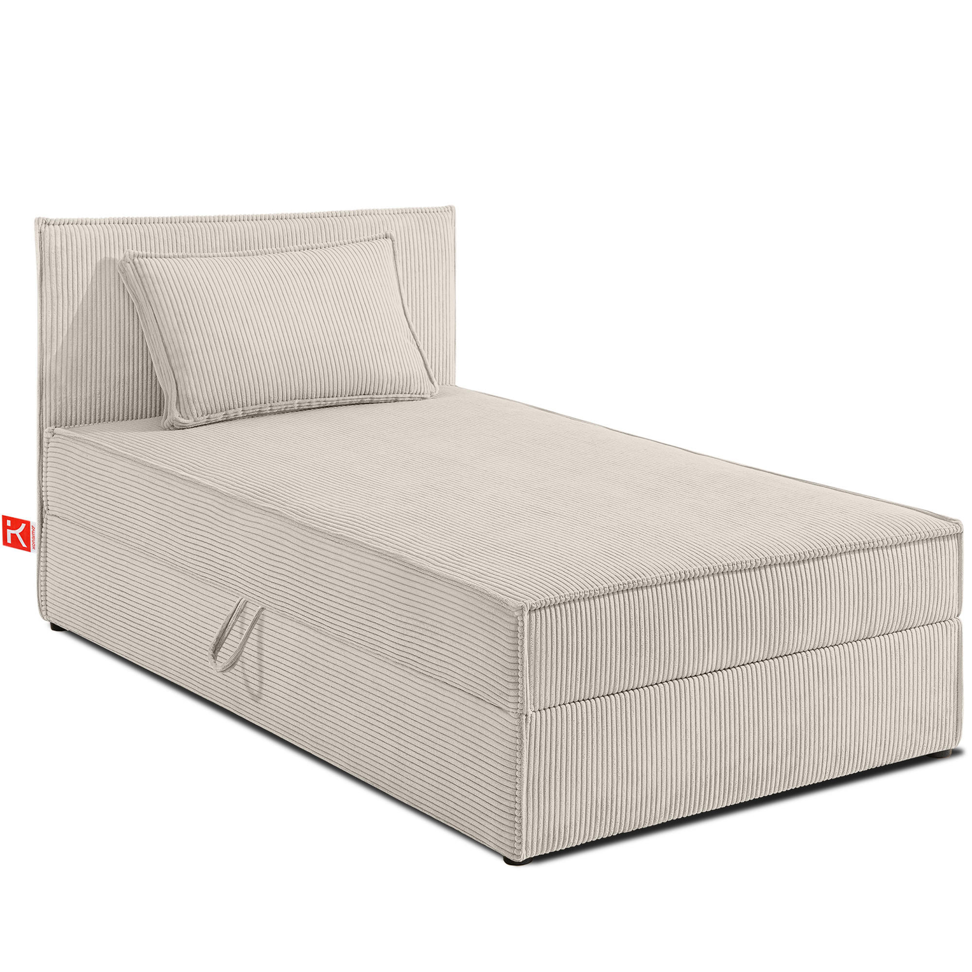 BOXSPRINGBETT ROTI Einzelbett, cremefarben - Creme/Schwarz, Holz/Holzwerkstoff (80/200cm) - KONSIMO®