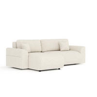 ECKSOFA MIT SCHLAFFUNKTION Bodega Creme Plüschstoff - Creme/Schwarz, Holz/Holzwerkstoff (235/138cm) - Maison de Reve