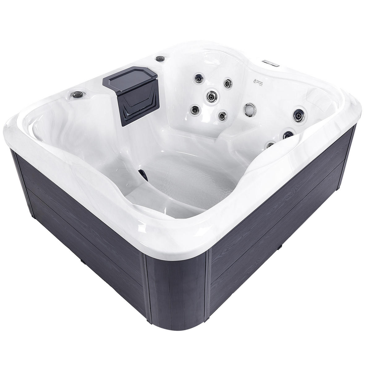 WHIRLPOOL Weiß Arcelia - Weiß/Grau, Kunststoff (215/80/180cm) - Beliani