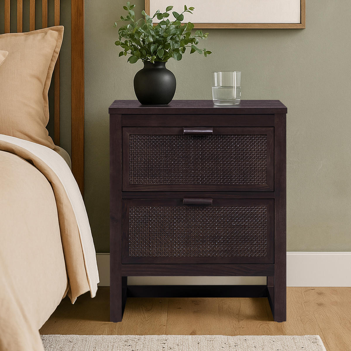 NACHTTISCH, 2 tiefe Schubladen, 51cm, Braun - Braun, Holz (51/61/41cm) - Teamson Home