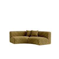 SOFA Round, Chenille-Stoff Cremona, Olive, GRETA - Olivgrün, Holz (294/70/89cm) - Kaiser Möbel